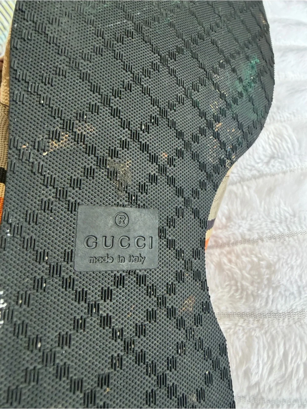Gucci Brown/Beige Logo Canvas & Suede Athletic Sneakers with Orange Stripe